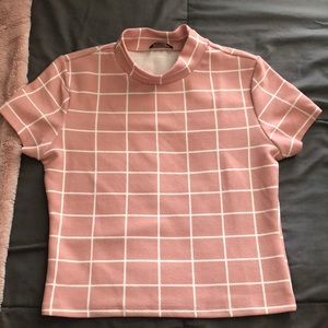 SHEIN pink and white fitted top
